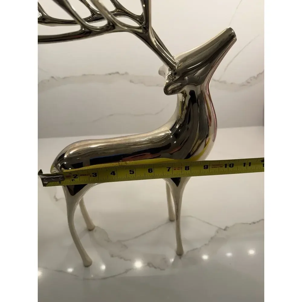Large Silver Plate Pottery Barn Reindeer Candelabra 10 Points Stands 20
